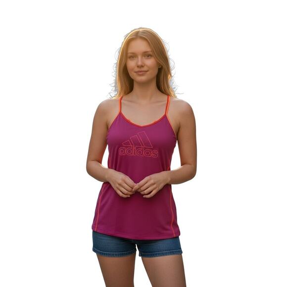 Adidas Fuchsia & Orange Strappy Logo Tank Top Women’s Medium - Picture 11 of 11